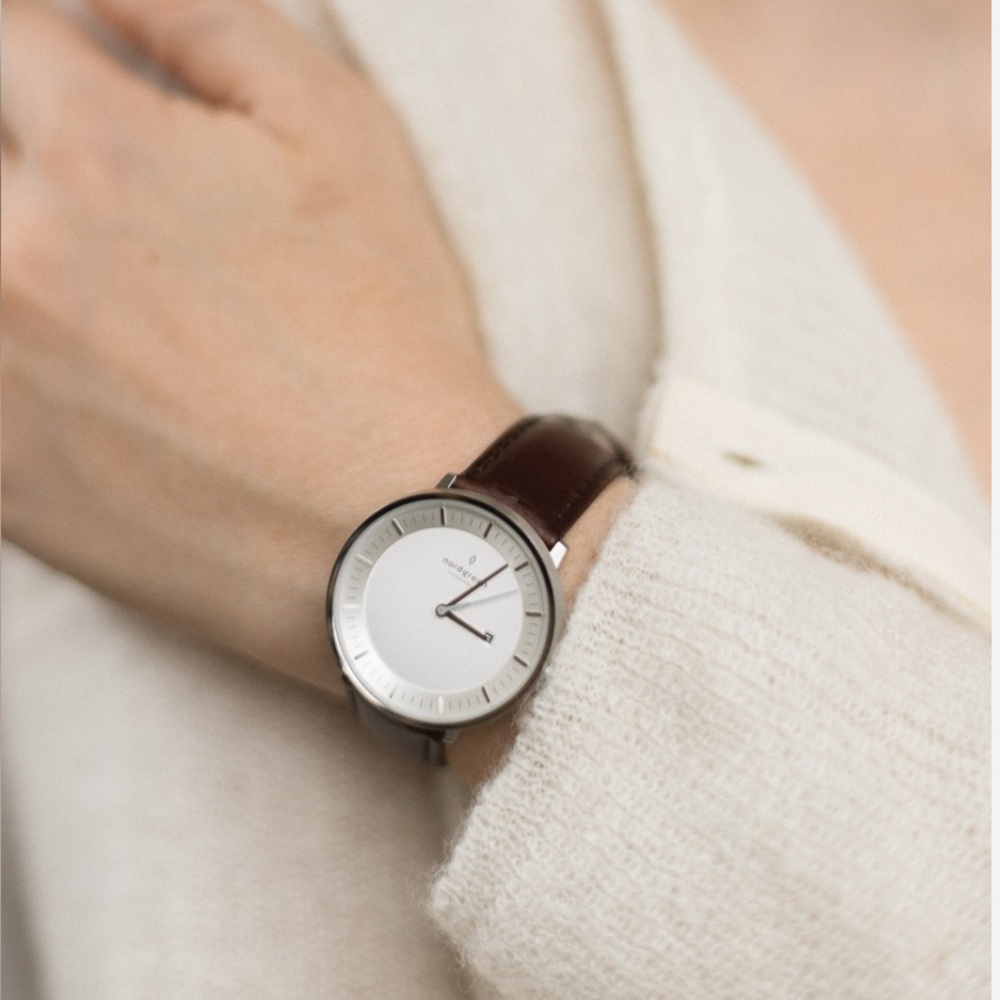 Gold-Tone Watch (Philosopher) with Black Leather Strap